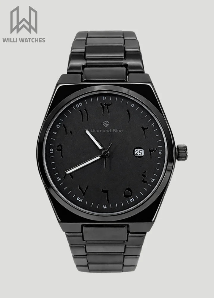 Diamond Blue Signature Black Arabic Dial Watch DI-010