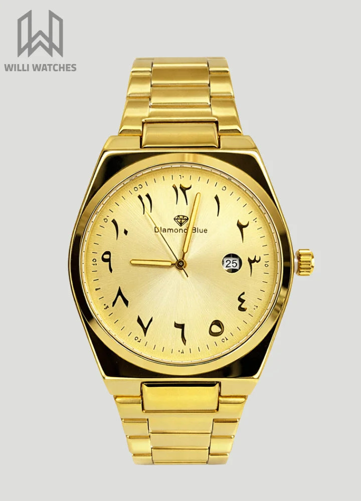 Diamond Blue Classic Gold Arabic Dial Watch DI-007