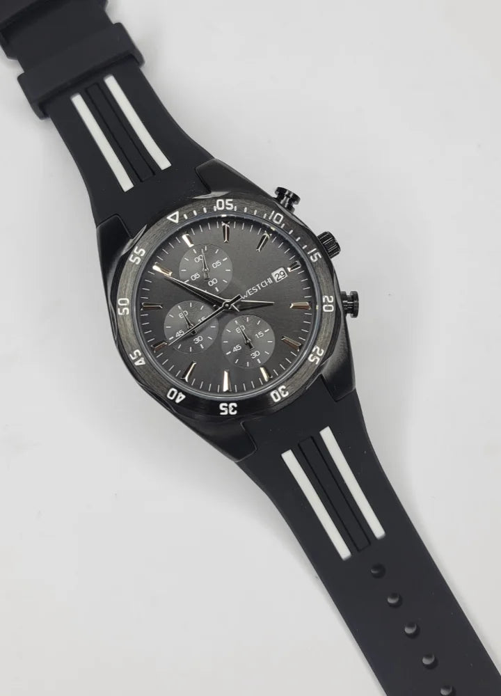 Westchi Stylish Black Sports Watch with Working Chronograph SP-002
