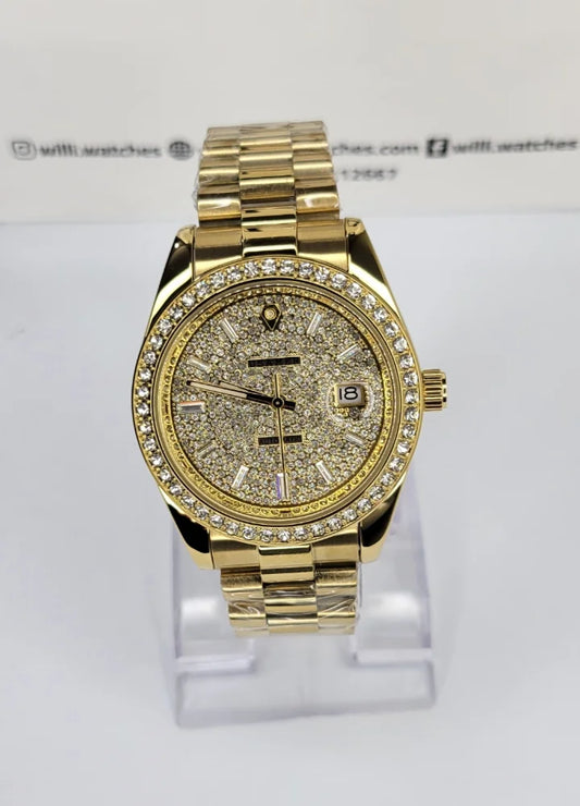 Luxury Gold Diamond Studded Automatic Men’s Watch SK-019