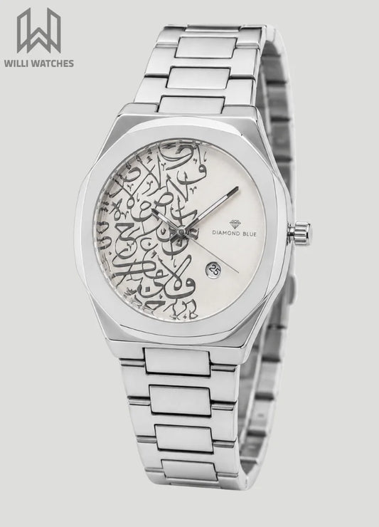Diamond Blue Heritage Arabic Art Gray Dial Luxury Watch DI-013