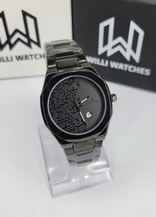 Premium Black Edition Arabic Calligraphy Dial Watch D-003