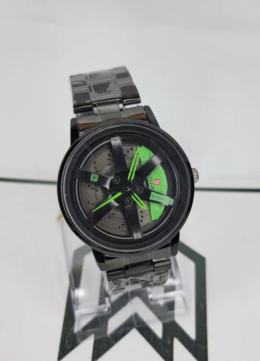 Baisheng Sports Watch - Green Rotating Wheel Rim B-002