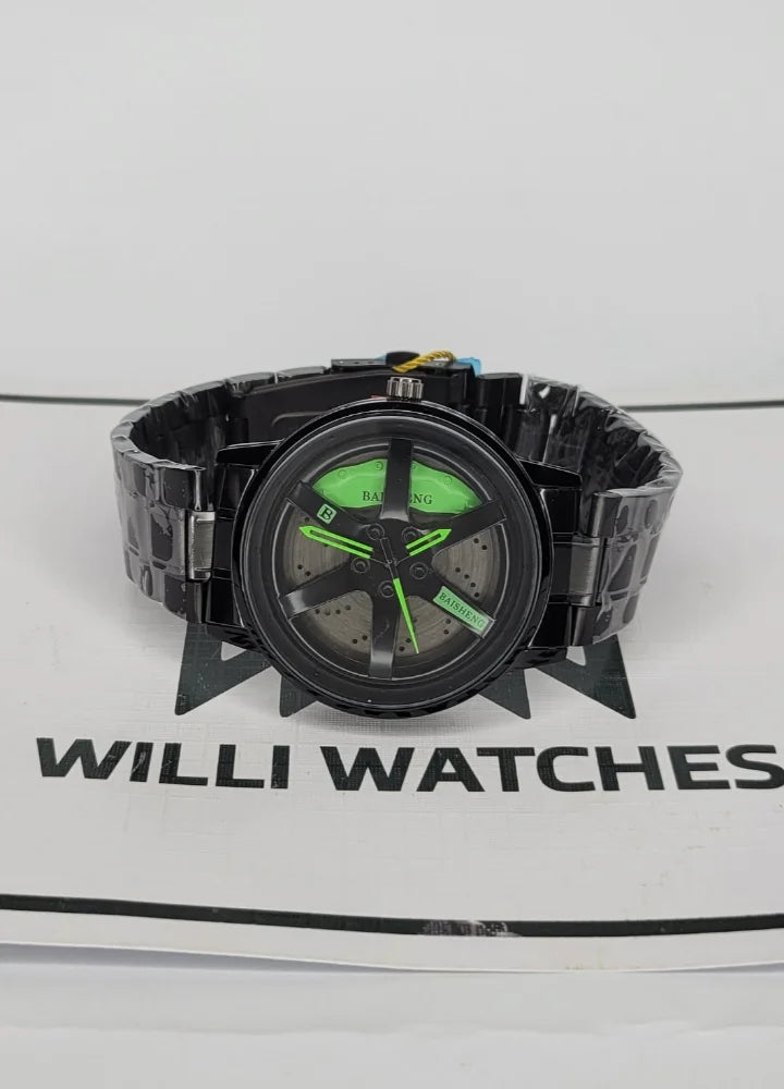 Baisheng Sports Watch - Green Rotating Wheel Rim B-002