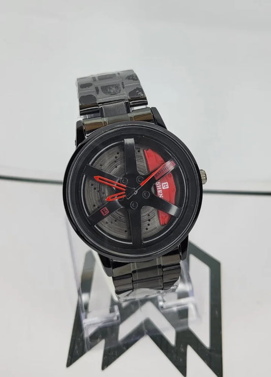 Baisheng Red Sports Watch – Rotating Wheel Rim Dial B-001