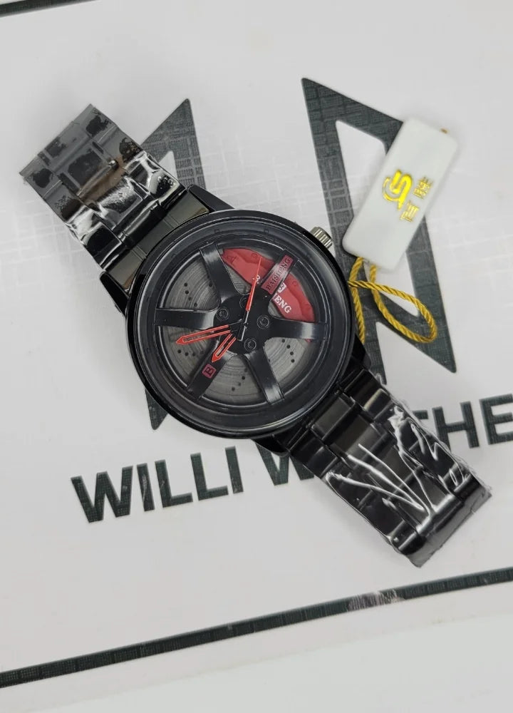 Baisheng Red Sports Watch – Rotating Wheel Rim Dial B-001