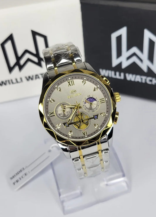 Bestwin Two-Tone Gray Dial Working Chronograph Watch BS-002