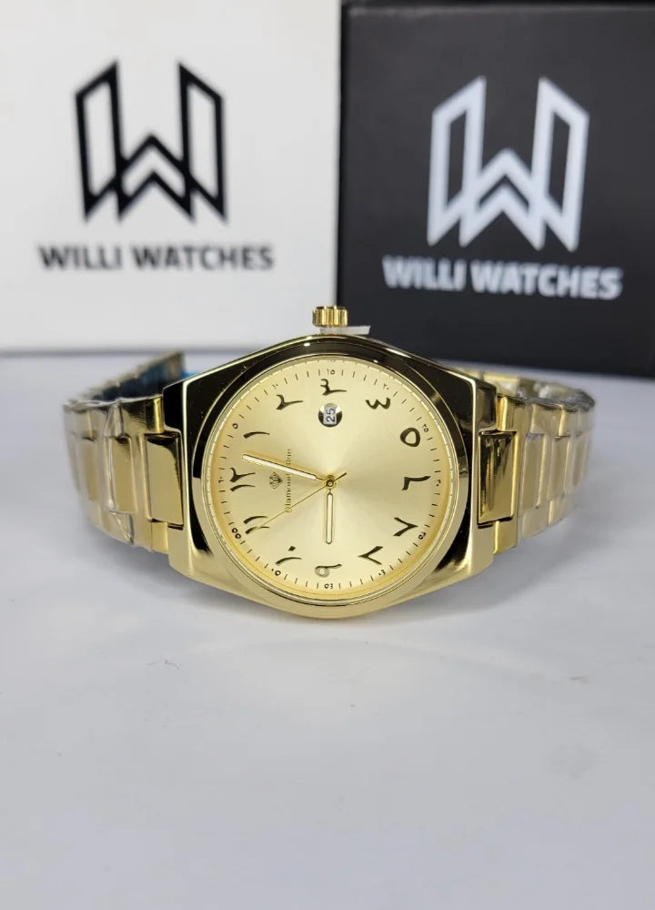 Diamond Blue Classic Gold Arabic Dial Watch DI-007