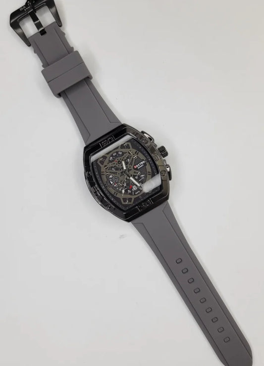 Executive Sports Chronograph Watch with Premium Grey Silicone Strap SP-014