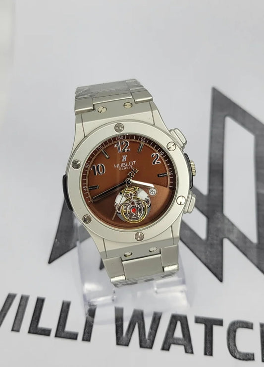 Hubl*t Big Bang Style – Silver with Rich Brown Dial HB-007