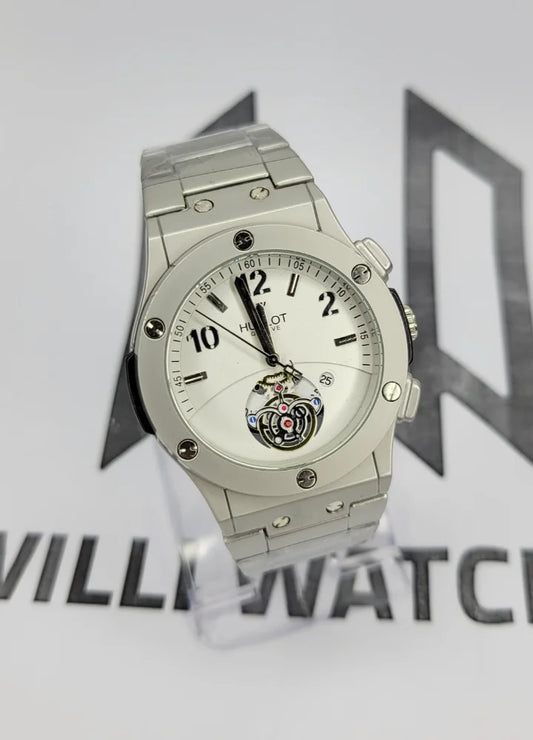 Hubl*t Big Bang – Silver Case, White Dial, Date HB-005