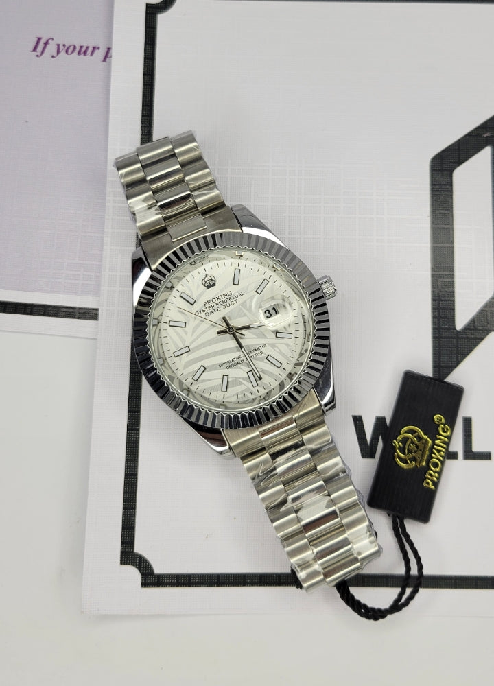 Proking Men's Watch with Date Function & Crown Lock Feature