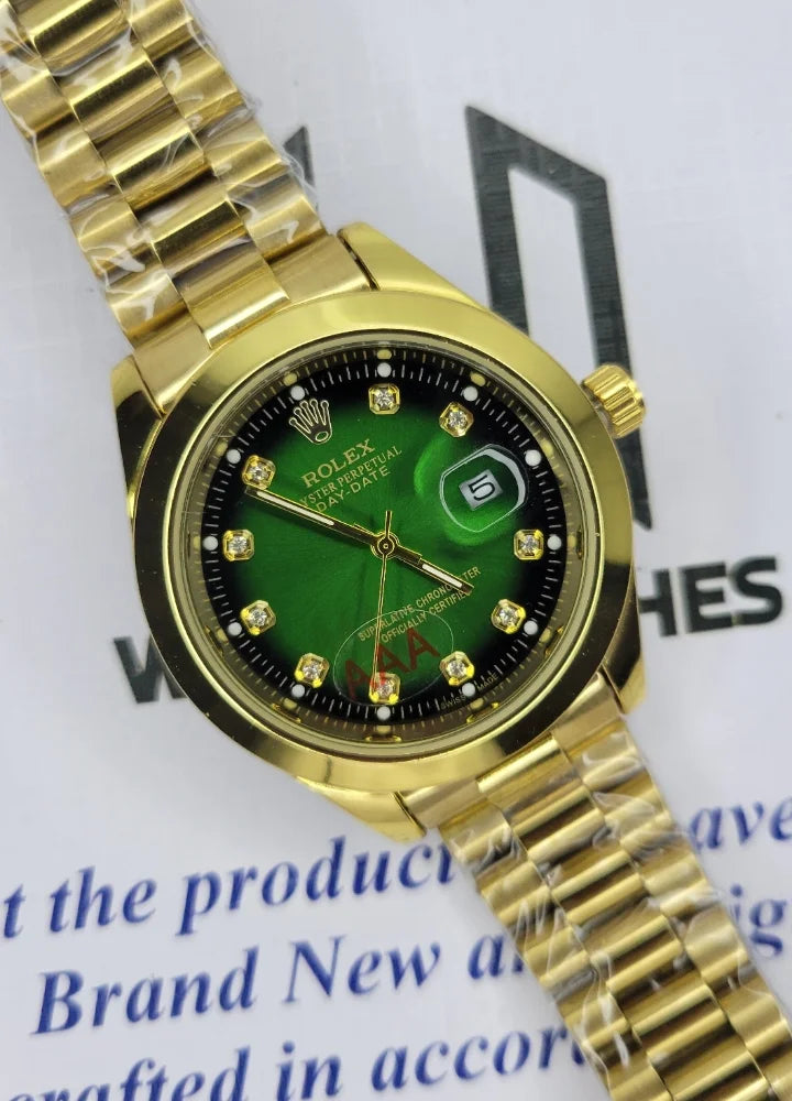 RLX Golden Men's Green Dial with Date Watch R-001