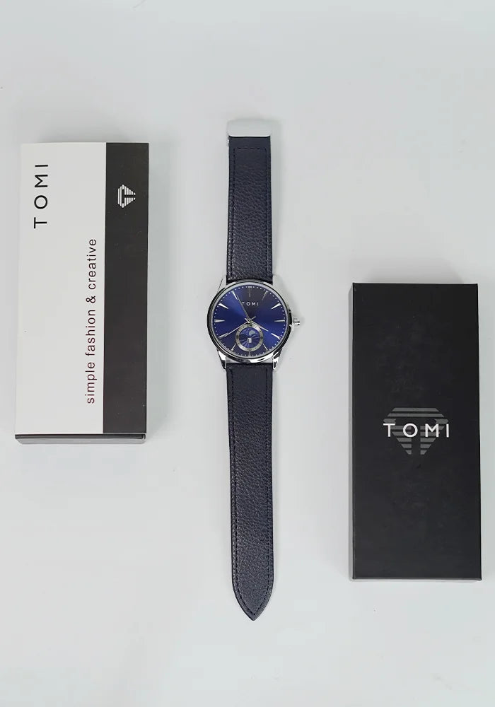 TOMI Premium Business Timepiece – All Blue Watch with Date & Magnet Lock TM-016
