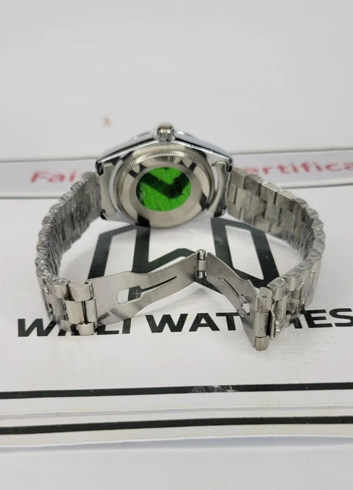 RLX Silver & Maroon Couple Watches R-022