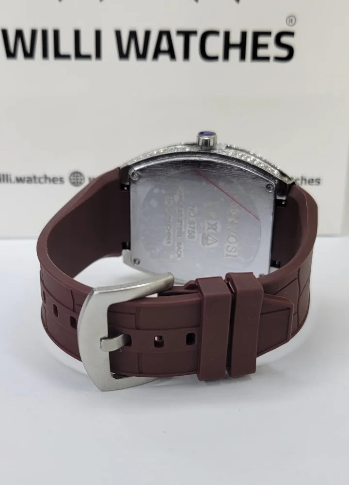 Denvosi Luxury Diamond Studded Brown Strap Men’s Watch SK-014