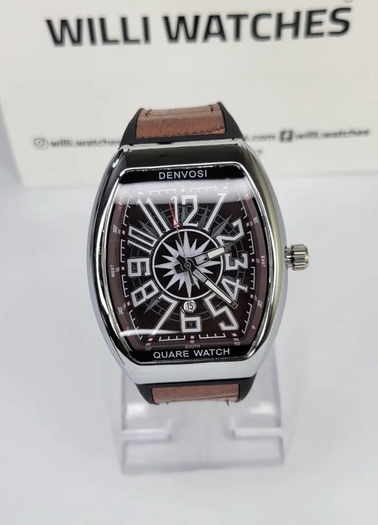 Denvosi Luxury Brown Dial Men’s Leather Strap Watch SK-011