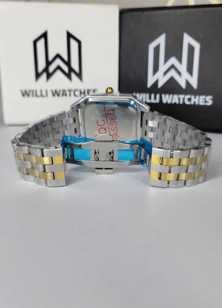 Diamond Blue Premium White Dial Two-Tone Watch DI-022