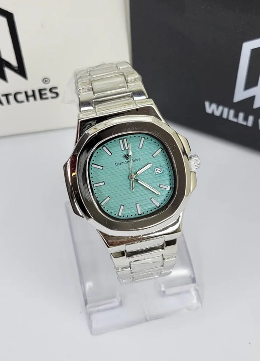 Diamond Blue Mint Green Dial Watch With Date DI-037 – Business Class