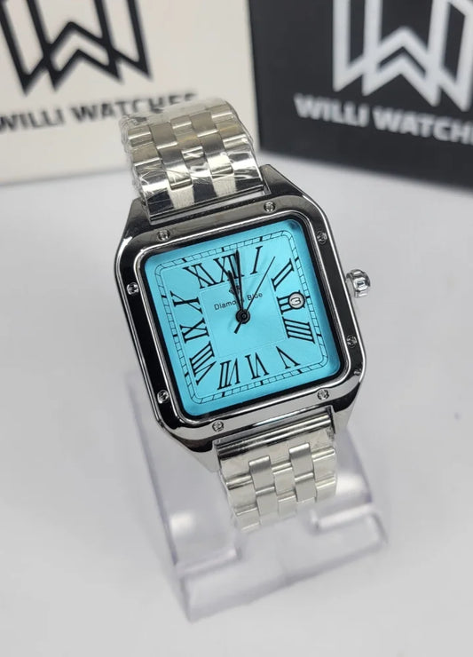 Diamond Blue Premium Sky Blue Square Business Watch DI-019