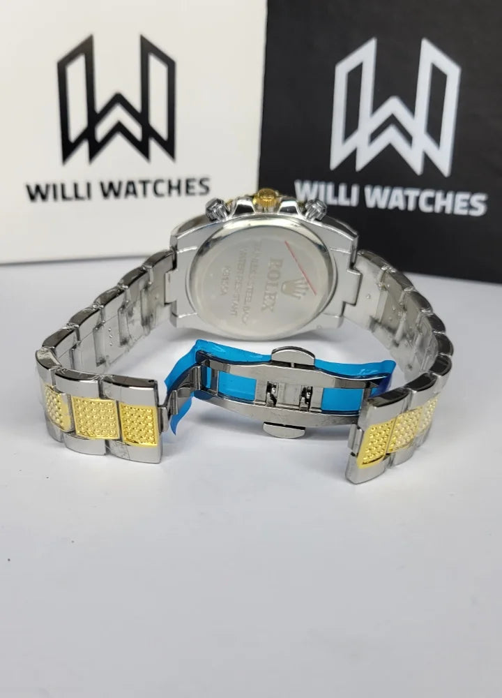 Men’s Two-Tone Full Diamond Rainbow Luxury Watch SK-005