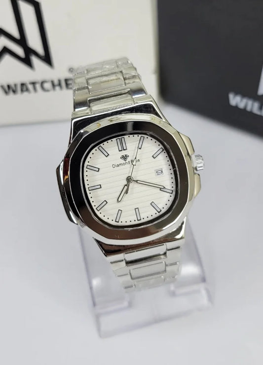 Diamond Blue Silver Dial Date Watch DI-032 – Business Class