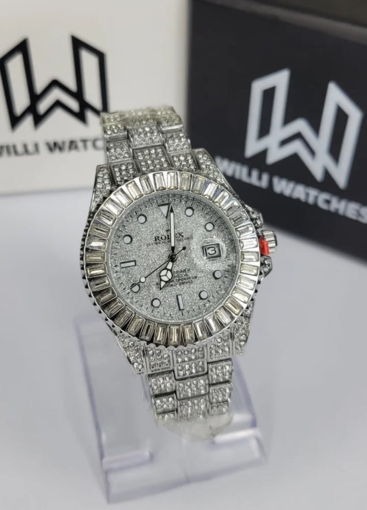 Men’s Silver Full-Diamond Submariner Luxury Watch SK-007