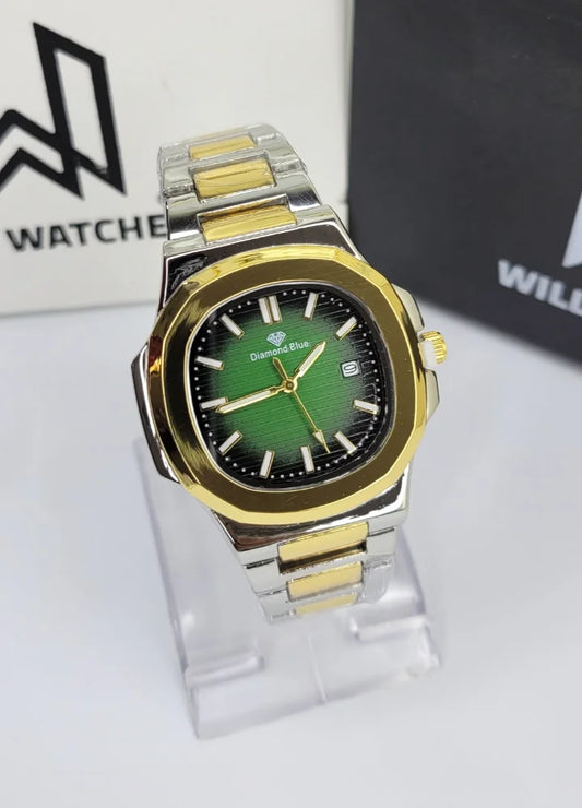 Diamond Blue Green Dial Two-Tone Date Watch DI-035 – Business Class