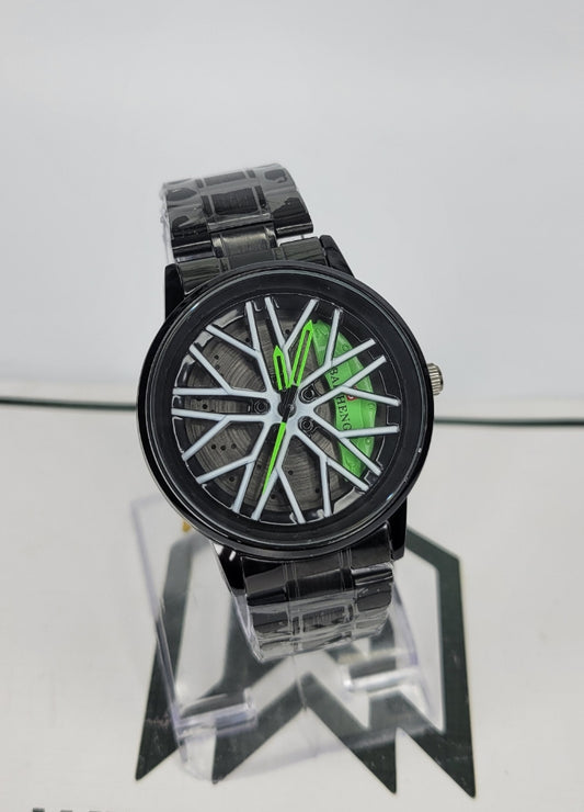 Green & White Sports Watch – Rotating Rim Look B-005