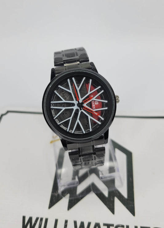 Sporty Rim Watch – Red & White Speed Style B-006