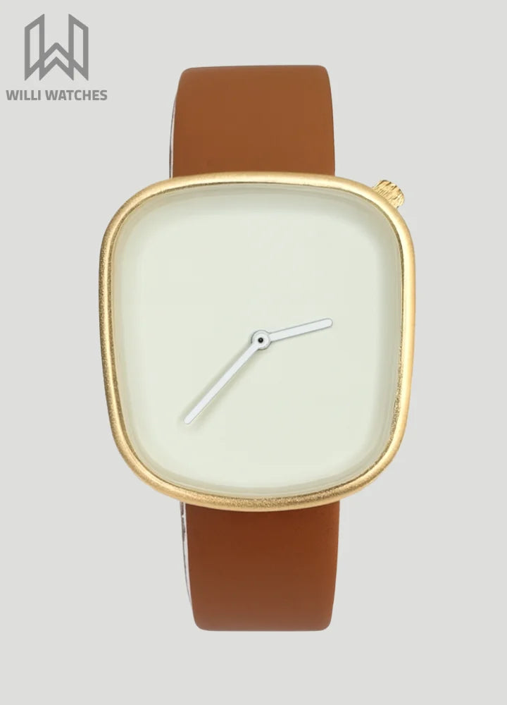 TOMi Unisex Elegant Watch – Gold Case & Brown Strap TM-022