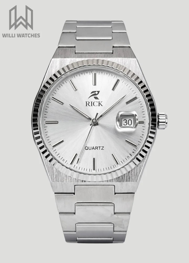 Rick Elegant Silver Quartz Men’s Watch with Date RC-001