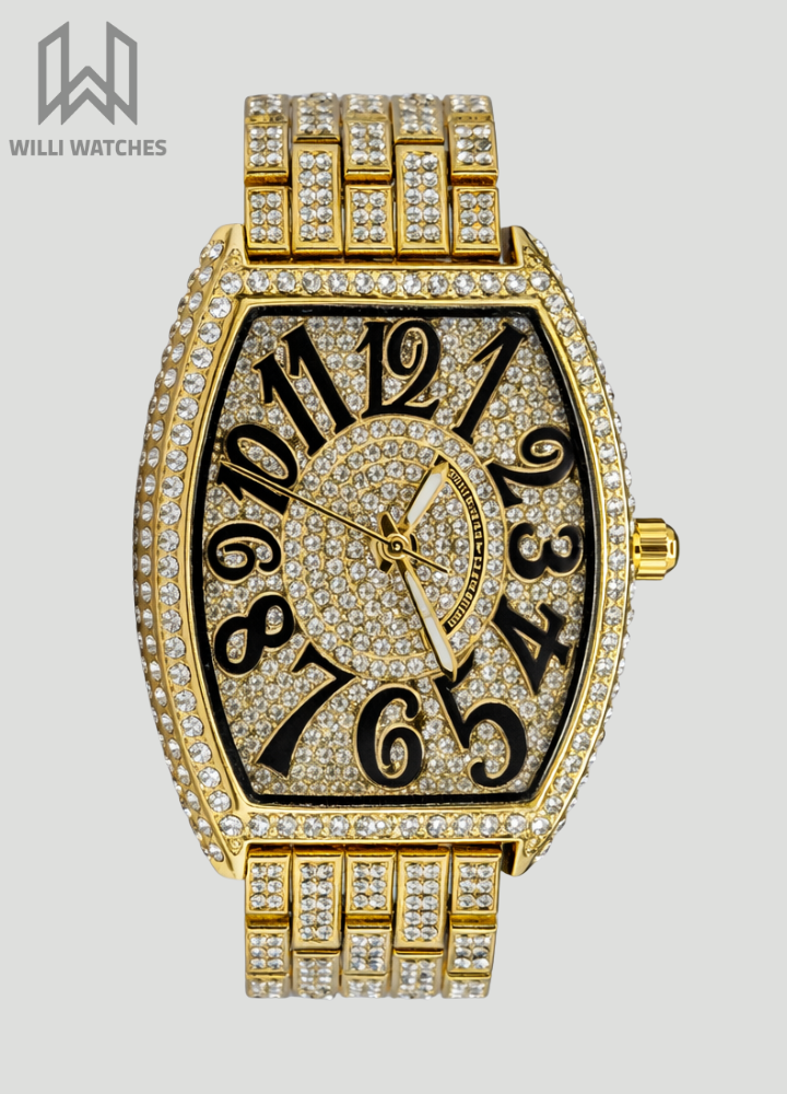 Men’s Gold Fully Stone-Studded Fashion Watch SK-002