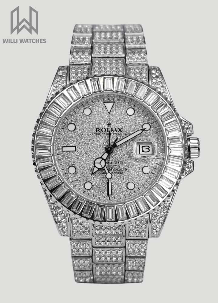 Men’s Silver Full-Diamond Submariner Luxury Watch SK-007