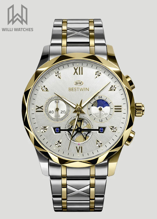 Bestwin Two-Tone White Working Chronograph Watch BS-005