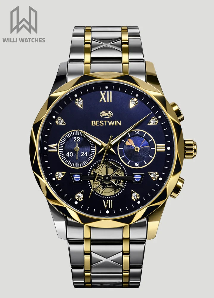 Bestwin Two-Tone Blue Working Chronograph Men’s Watch BS-001