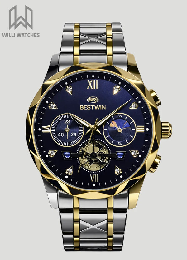 Bestwin Two-Tone Blue Working Chronograph Men’s Watch BS-001