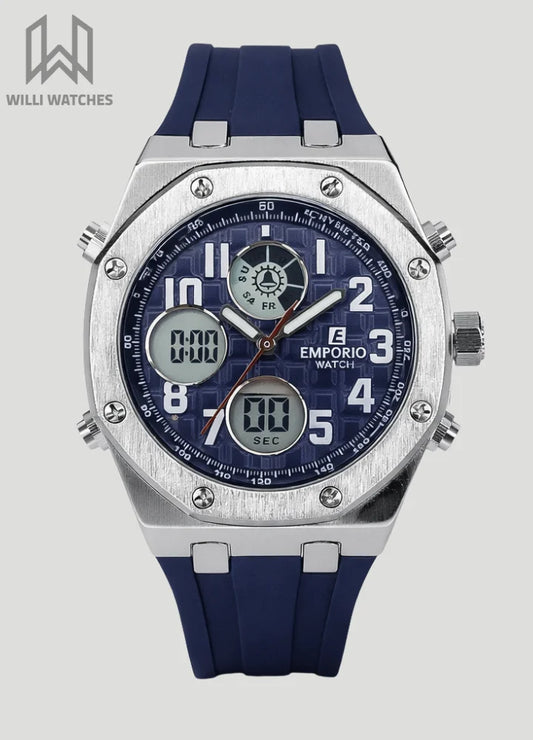 Emporio Stylish Blue Sports Watch Dual Display SP-005