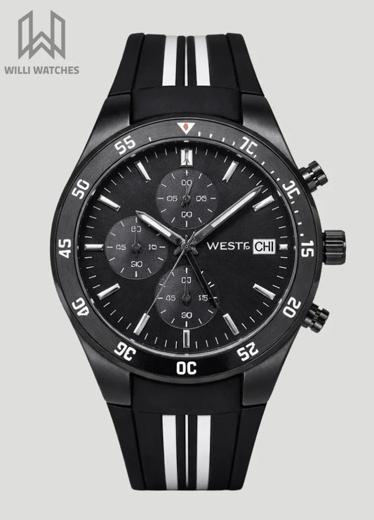 Westchi Stylish Black Sports Watch with Working Chronograph SP-002