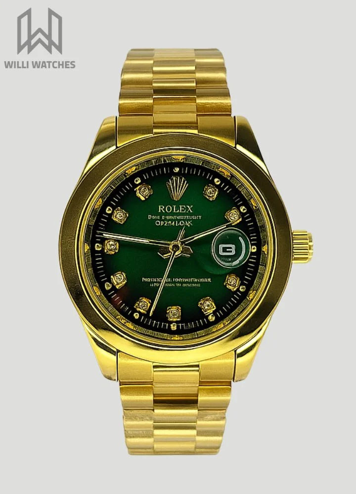 RLX Golden Men's Green Dial with Date Watch R-001