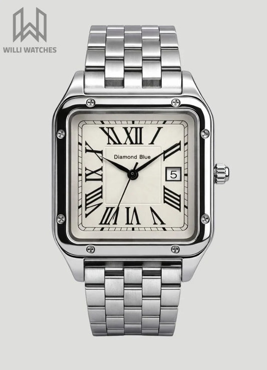 Diamond Blue Premium Silver Square Business Watch DI-018