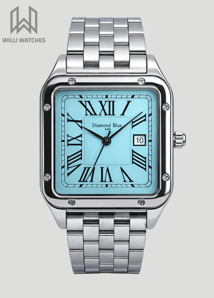 Diamond Blue Premium Sky Blue Square Business Watch DI-019