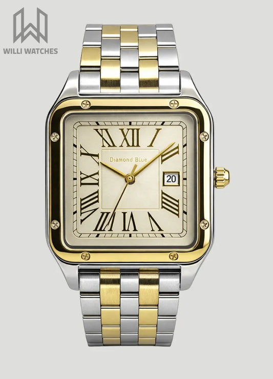 Diamond Blue Business Class Gray Dial Square Watch DI-021