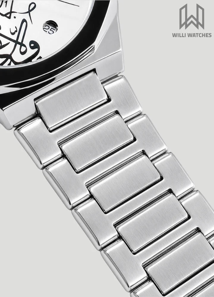 Elegant Silver Arabic Calligraphy Luxury Wristwatch DI-004