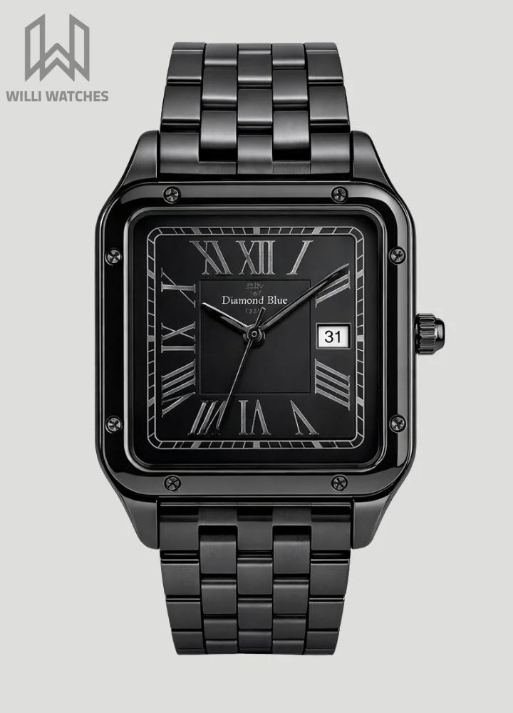 Diamond Blue Elegant Black Square Men’s Watch DI-017