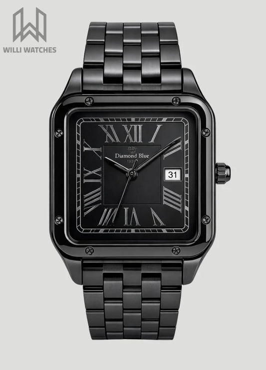 Diamond Blue Elegant Black Square Men’s Watch DI-017