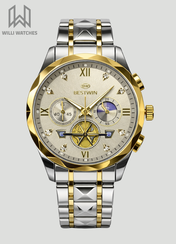 Bestwin Two-Tone Gray Dial Working Chronograph Watch BS-002