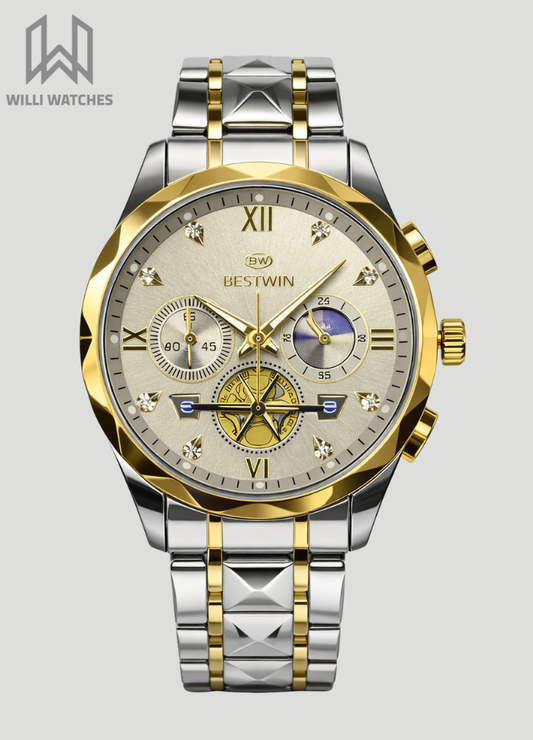 Bestwin Two-Tone Gray Dial Working Chronograph Watch BS-002