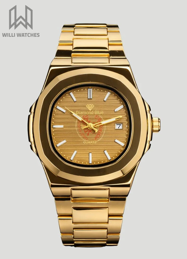 Diamond Blue Rose Gold Date Watch – Business Class DI-030