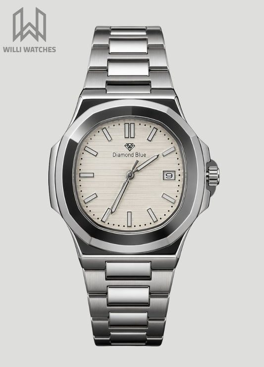 Diamond Blue Silver Dial Date Watch DI-032 – Business Class